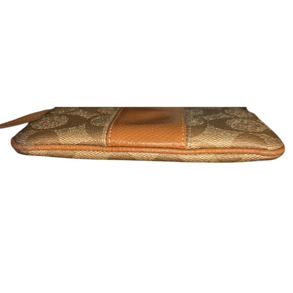 Coach Signature Stripe Coated Canvas Wristlet Wallet Tan & Brown F64233 - Picture 6 of 9